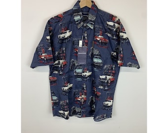 Vintage 90s Deadstock Route 66 Corvette Car Button Up Size M vintage shirt gift rare find shirt top gift for her for him