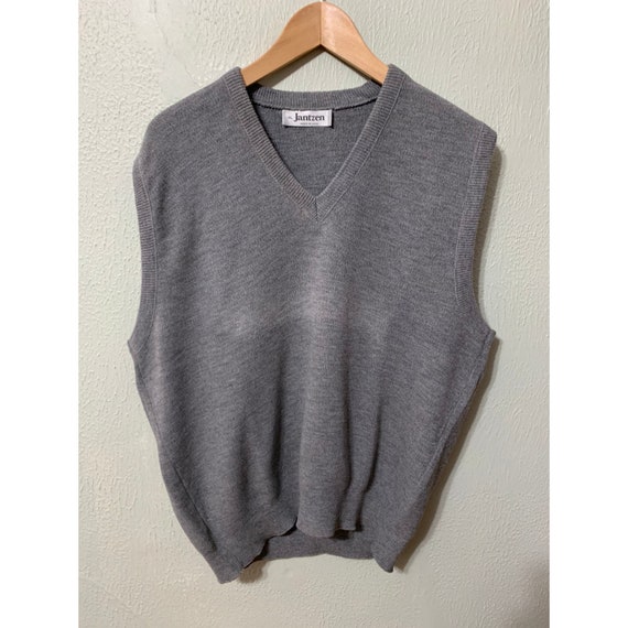 Vintage Grey V Neck knit Sweater Vest - image 1