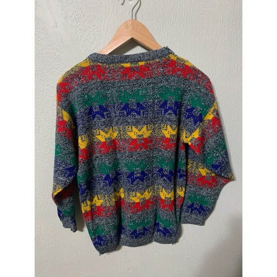 Vintage Rainbow Flake Band Knit Sweater - image 3