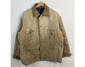 Vintage Carhartt Chore Coat Blanket Lined Duck Canvas Work Jacket