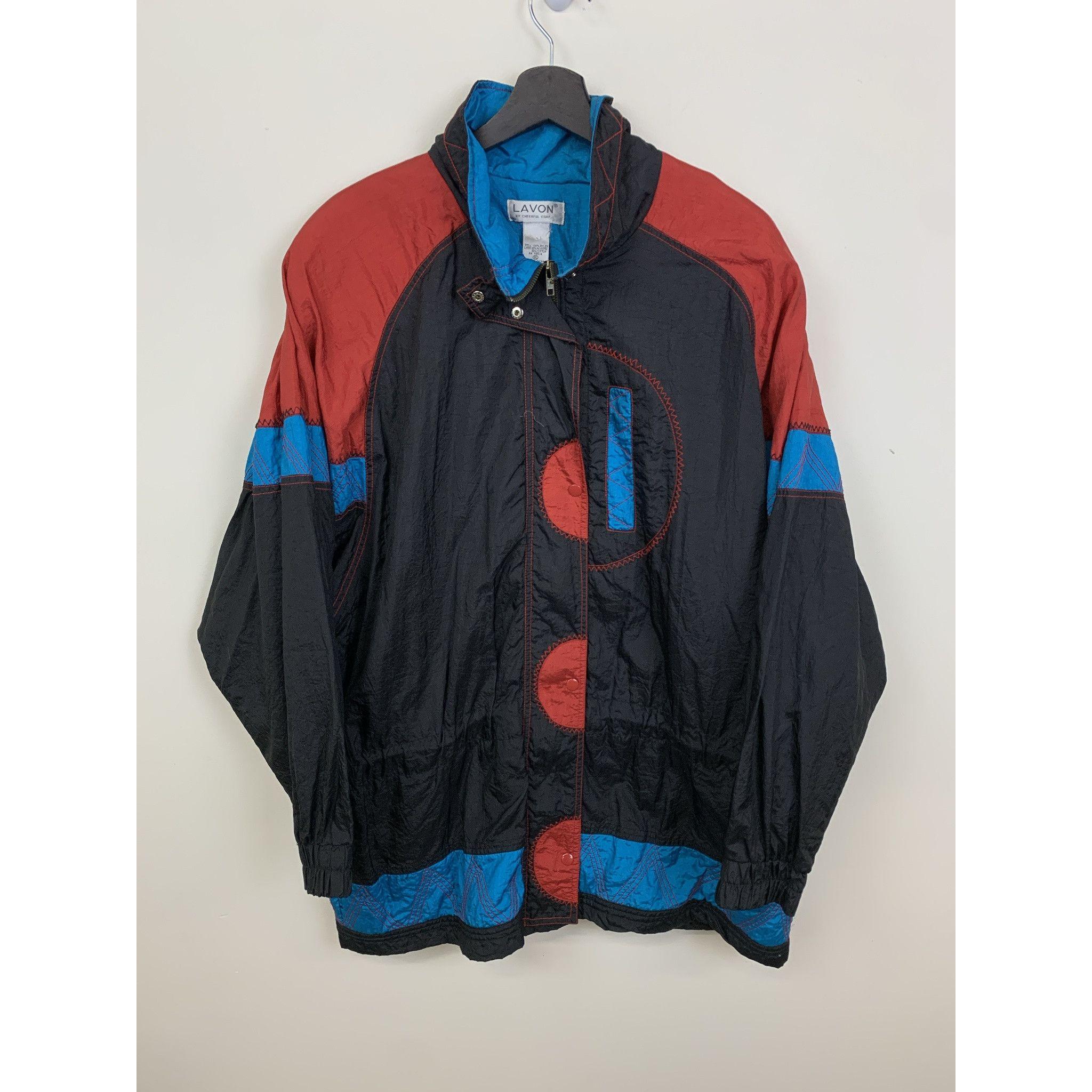 Vintage Jacket 1990s Jacket Colorblock Artsy Windbreaker Size XL