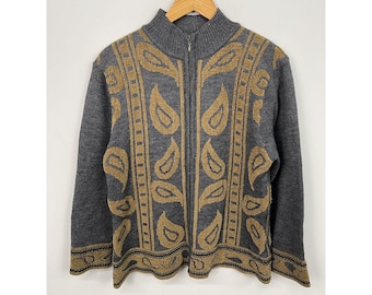 Cárdigan vintage de punto con estampado paisley de Pendleton de los años 80, talla L