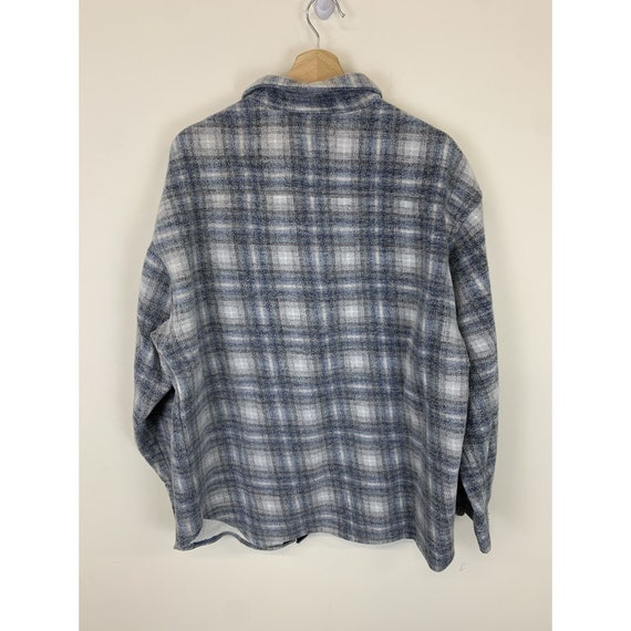 Vintage Fleece Blue White Check Flannel Shirt Size L Vintage Rare