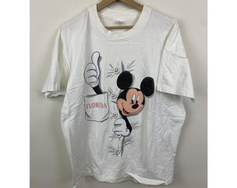 Vintage 1990s Mickey Mouse Florida Pocket Print SInglestitch Tee Shirtvintage tshirt