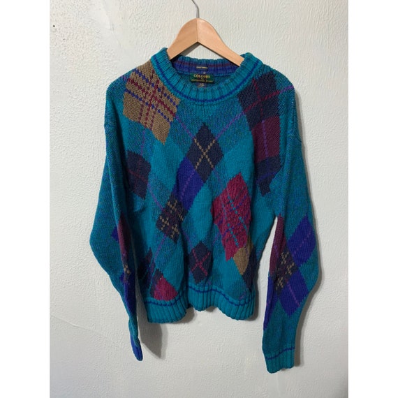 Vintage Azure Diamond Knit Sweater