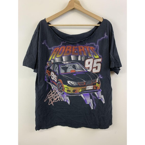 Christmas Gift Ideas  Vintage 1990s Triston Roberts Lightning NASCAR Racing Chopped Tee Size XL Christmas Gift Vintage