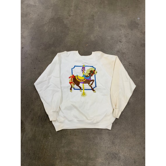 Vintage 1991 Horse Carousel Art Crewneck - image 1