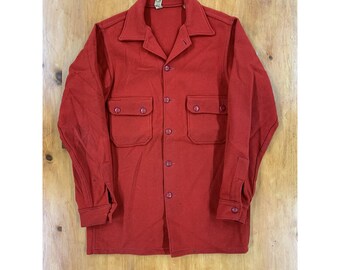 Vintage anos 1970 Boy Scouts of American Red Wool OverShirt 1960s jaqueta casaco meninos escoteiros BSA