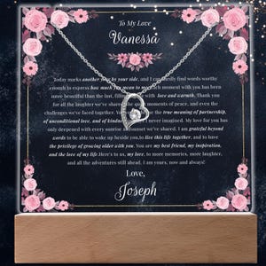 Carta de amor para esposa, regalo romántico para novia, collar de corazón con nombre, placa de acrílico personalizada, recuerdo para ella, regalo romántico único