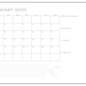 Simple Printable 2023 Calendar (With space for notes)