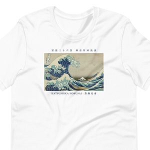 Hokusai The Great Wave Off Kanagawa Unisex T-shirt, Retro Wave Tee, Japanese Letter Tee, Hokusai Wave Shirt