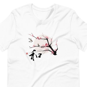 Cherry Blossom Unisex T-Shirt, Japanese Kanji Shirt, Sakura Aesthetic Shirt, Japanese Streetwear, Gift for Him, Gift for Her