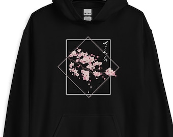 Sakura Artwork Unisex Hoodie, Japanese Cherry Blossom Aesthetic Hoodie, Japanese Streetwear
