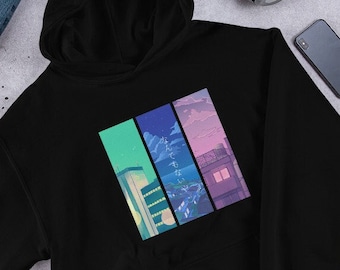 LoFi Aesthetic Unisex Hoodie, Japanese Letter Vaporwave Clothing