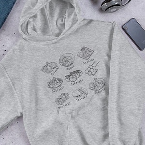 Japanese Food Unisex Hoodie, Foodie Hoodie, Japanese Streetwear, Gift for Him, Gift For Her