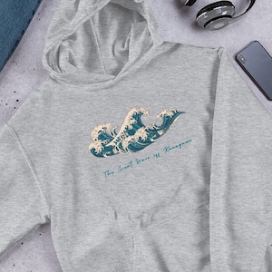The Great Wave Unisex Hoodie, Hokusai Graphic Hoodie, Japanese Streetwear, Japanese Surf Shirt, Unique Gift