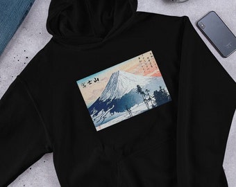 Mount Fuji Japanese Vintage Ukiyo-e Artwork Unisex Hoodie, Available in 4 Colors