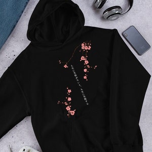 Sudadera con capucha unisex Cherry Blossom, sudadera con capucha con letras japonesas, sudadera con capucha estética Sakura, ropa de calle japonesa, regalo para él, regalo para ella