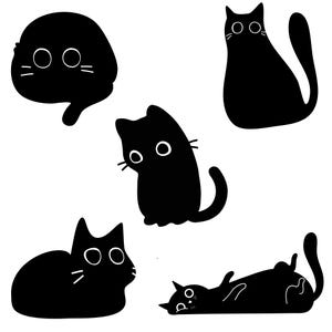 Sticker chat noir, stickers animaux mignons, stickers chat kawaii