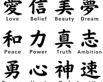Personalized Single Kanji Decal, Custom Kanji Sticker,  Japanese Letter Decal, Personalized gifts, Gift For Him, Gift For Her