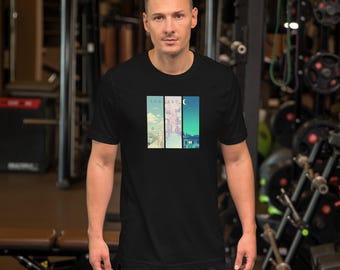 Camiseta unisex con 3 vistas de estética LoFi japonesa, camiseta de anime Vaporwave japonés