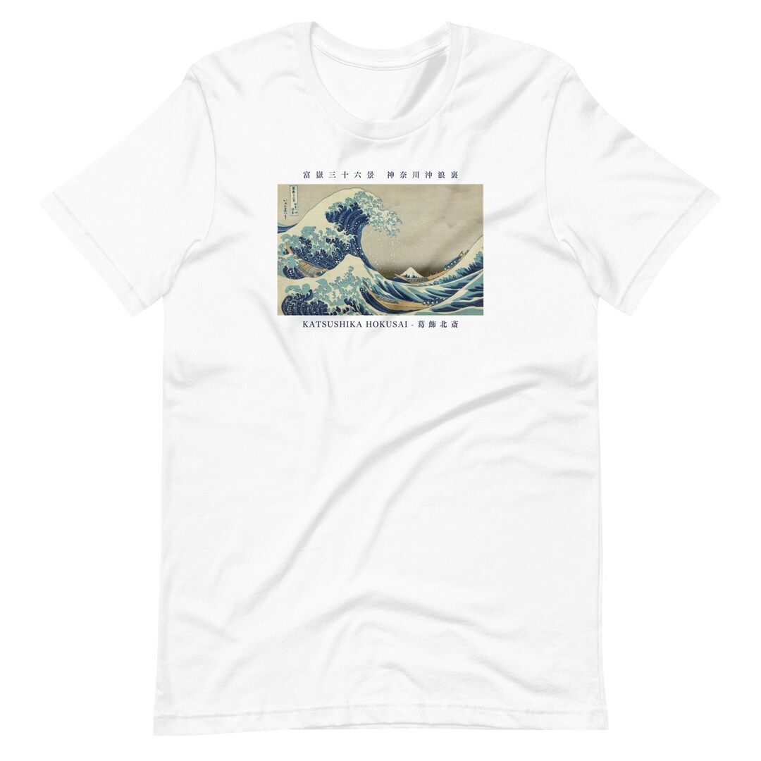 【oan】THE GREAT WAVE Short Sleeve T-shirt GODZILLA SHIRT, JAPANESE Shirt, the Great Wave Kanagawa