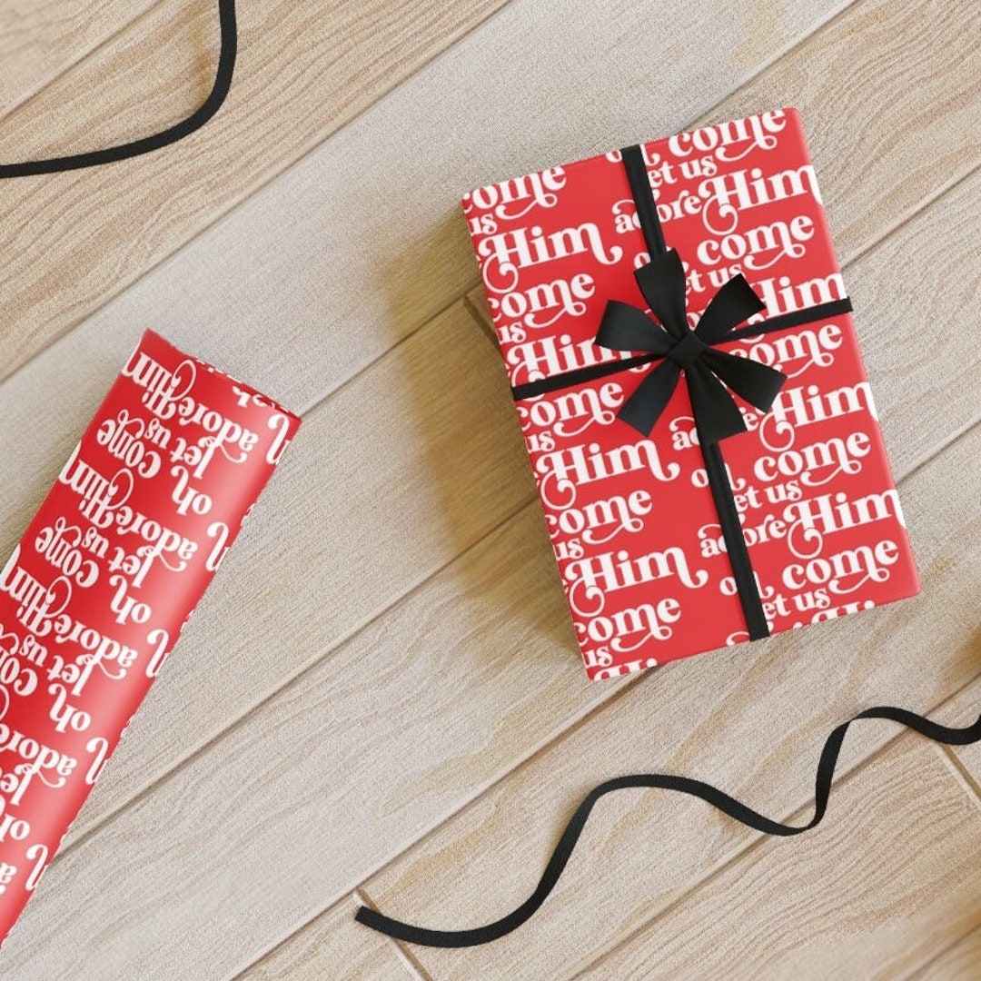 Oh Come Let Us Adore Him Gift Wrapping Paper, Christian Christmas Gift