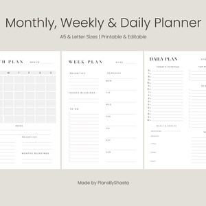 2023 | Monthly Planner, Weekly Planner, Daily Planner, Printable Planner, Planner Set, Instant Download, A4/Letter