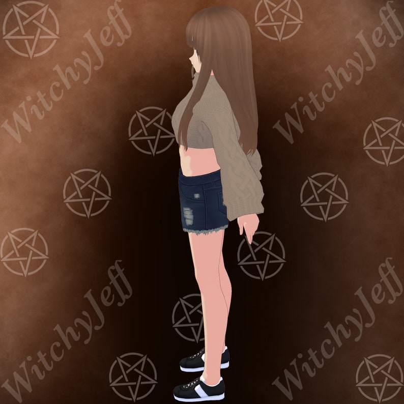Premade Female 3D Vtuber Model Brown Hair Brown Eyes Etsy