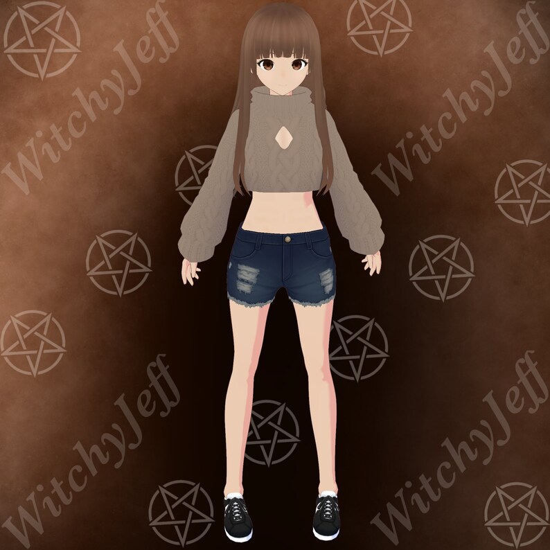 Premade Female 3D Vtuber Model Brown Hair Brown Eyes Etsy