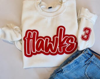 Sweatshirt mit individuellem Teamnamen, T-Shirt mit individuellem Teamnamen, Sweatshirt mit individuellem Maskottchen, Team-Shirt, Hawks