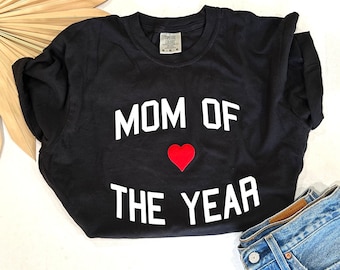 Chemise maman de l'année, t-shirt aux couleurs confortables, cadeau de fête des mères, chemise à imprimé bouffant
