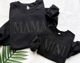 Mama and mini sweatshirts, mommy and me, matching sweatshirts, puff print design, vogue