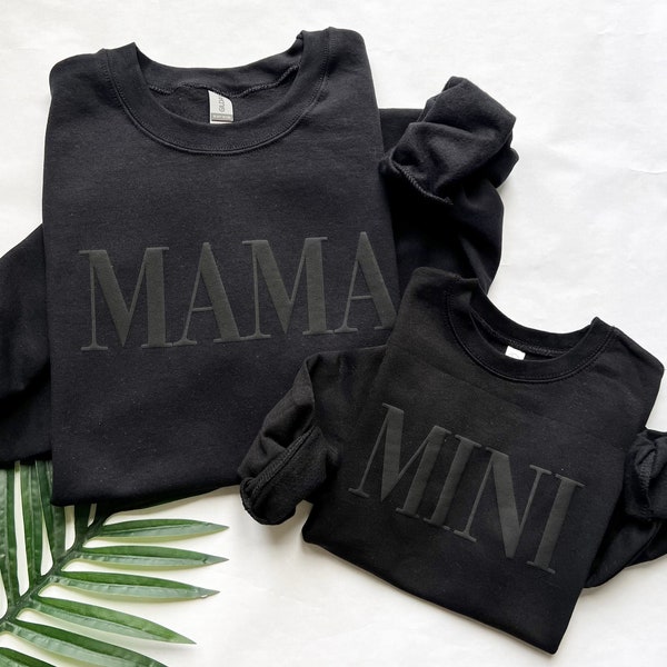 Mama and mini sweatshirts, mommy and me, matching sweatshirts, puff print design, vogue