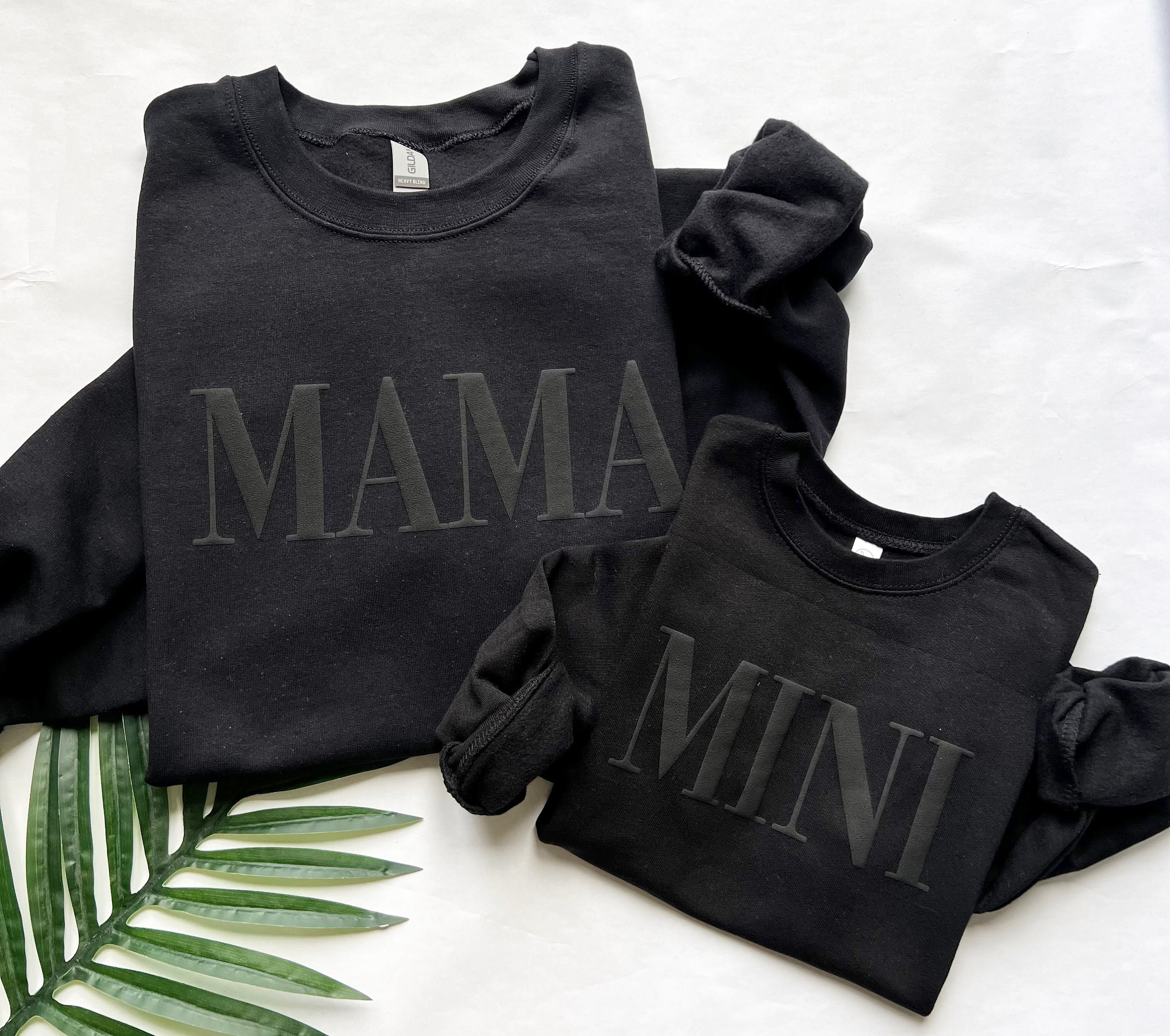 Mama and mini sweatshirts, mommy and me, matching sweatshirts, puff print design, vogue