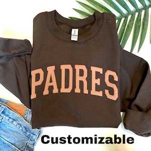 Custom team name sweatshirt, custom mascot sweatshirt, CURVED font puff print