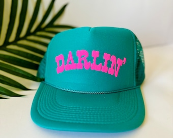 Darlin’ trucker hat, womens trucker hat, lake hat, river hat, western trucker hat