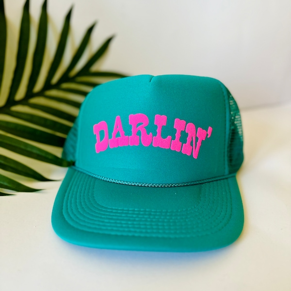 Darlin’ trucker hat, womens trucker hat, lake hat, river hat, western trucker hat