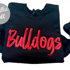 Custom team name sweatshirt, metallic puff print, custom mascot sweatshirt