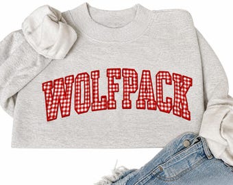 Custom Mock neck Sweatshirt, Personalized Team Sweatshirt, Custom Gingham print, Embroidered look School Spirit Shirt, Mascot Sweatshirt