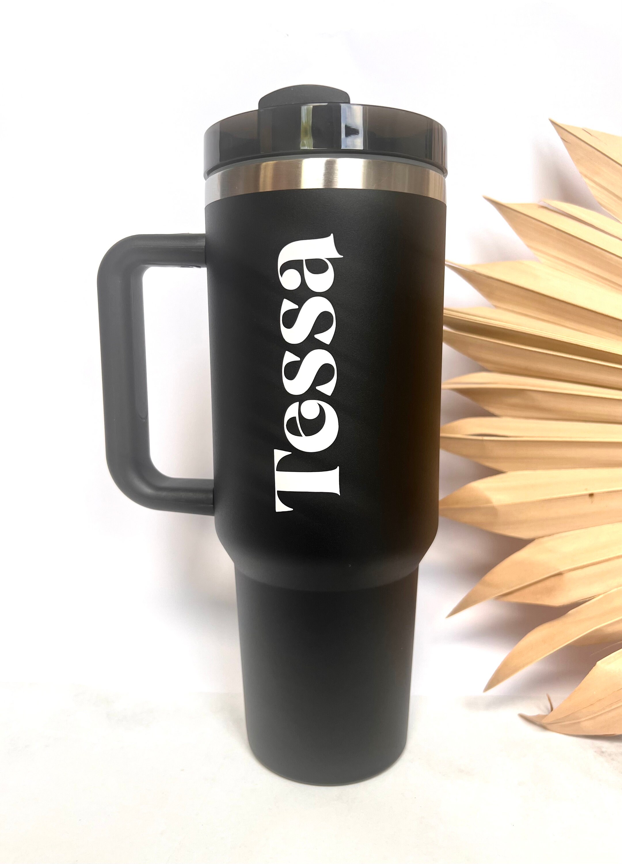 Personalized Wife 40oz Tumbler With Handle - Insulated Stainless Steel Cup Gift For Women