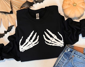 Skeleton hands  sweatshirt, Halloween sweatshirt, black Halloween sweatshirt