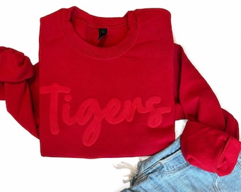 Moletom personalizado com o nome do time, Camiseta personalizada com o nome do time, Moletom dos Tigers, Camiseta para demonstrar espírito de equipe