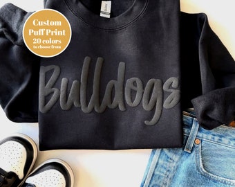 Aangepaste teamnaam sweatshirt, aangepaste mascotte sweatshirt, bulldogs lettertype