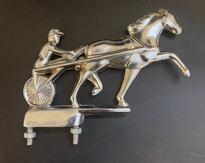 1950s60s Chrome Hood Ornament Horse and Jockey/sulky Etsy