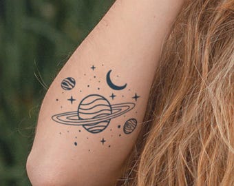 Semi Permanent Tattoo | Lip Bite | Space Galaxy Universe | Vegan-Friendly | Gift Idea | Temporary Lasts 2 weeks | Halal | Waterproof