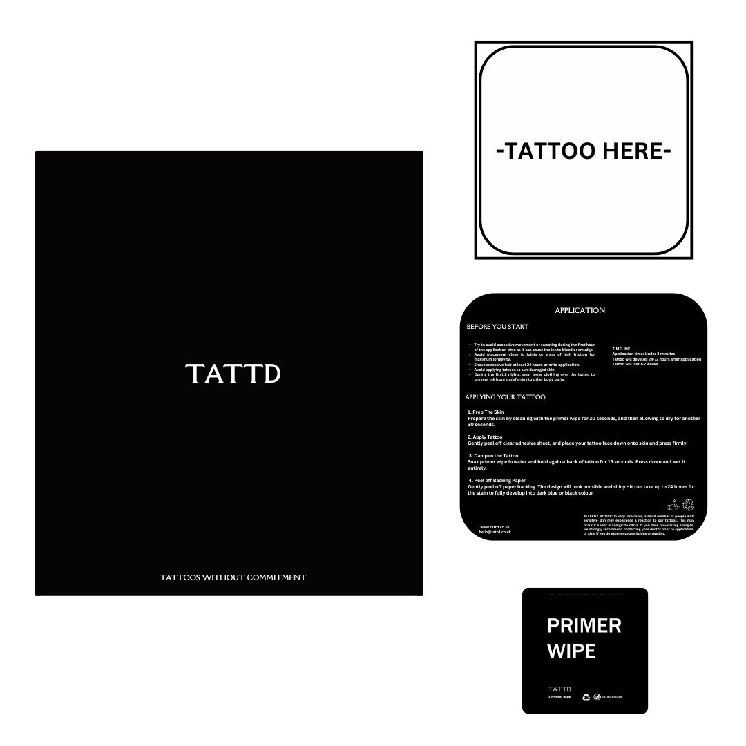 Semi Permanent Organic Tattoo Small Finger Tattoo X4 Last up to 2 Weeks