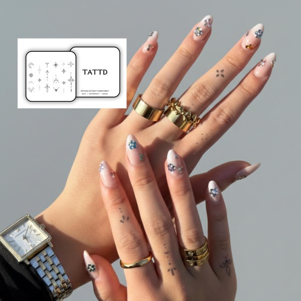 Temporary 2 Week Tattoos - Finger Tattoo Pack: Semi-Permanent, Vegan, Waterproof (X19)
