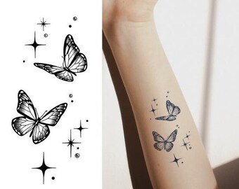 Semi Permanent Tattoo | Magical Butterflies | Last up to 2 weeks | Vegan-Friendly | Gift Idea | Temporary Lasts 2 weeks | Halal | Waterproof