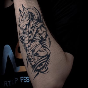 Semi Permanent Tattoo | Egyptian Anubis | Last up to 2 weeks | Vegan-Friendly | Gift Idea | Temporary Lasts 2 weeks | Halal | Waterproof